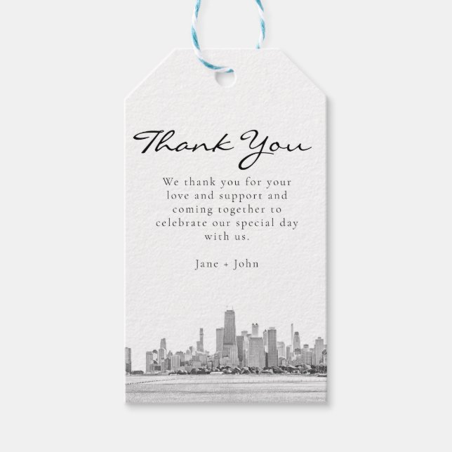 Étiquette cadeau de Chicago Skyline (Devant)