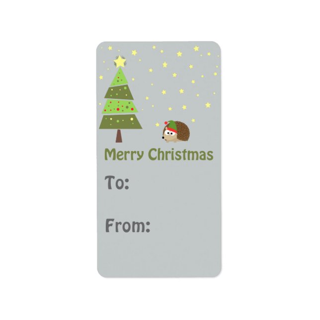 Étiquette cadeau de Christmas Elf Hedgehog (Devant)