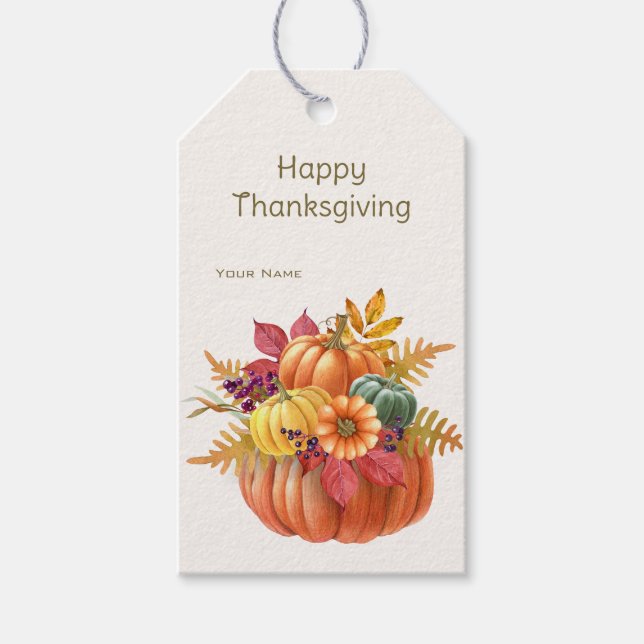 Étiquette Cadeau de Citrouilles de Thanksgiving (Devant)