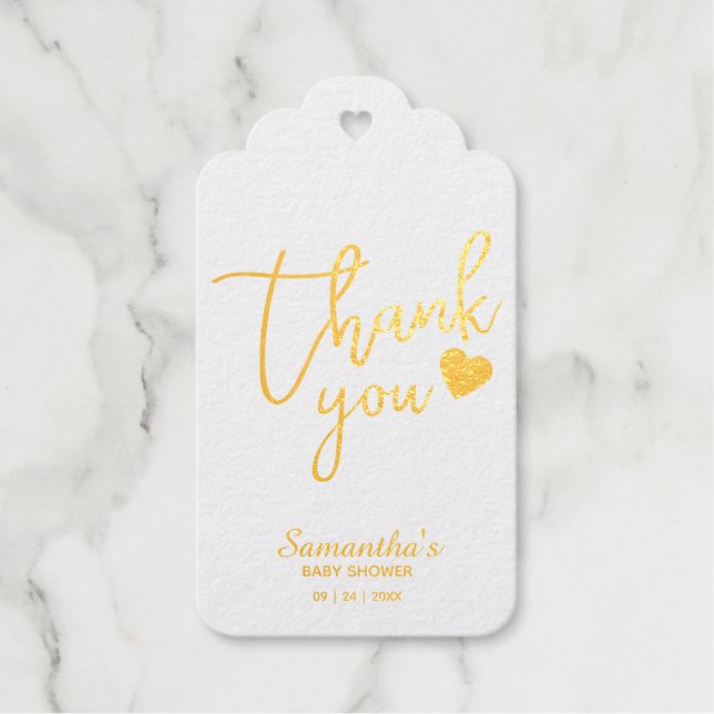 Étiquette cadeau de Faveur du Baby shower de coeur (Recto)