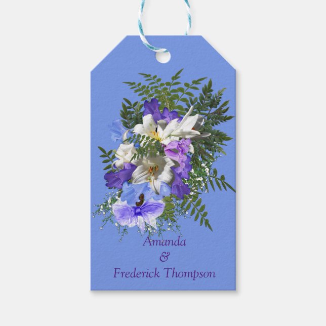 Étiquette cadeau de fleurs de jacaranda et bouquet (Devant)