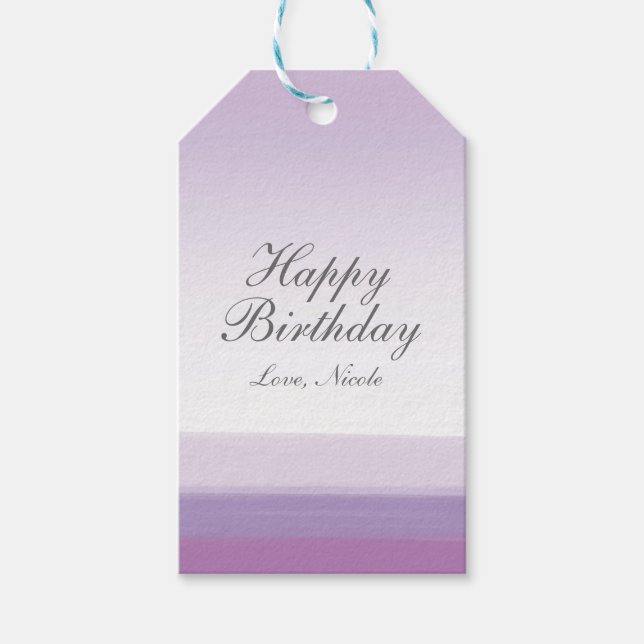 Étiquette cadeau de la fête de l'aquarelle violett (Devant)