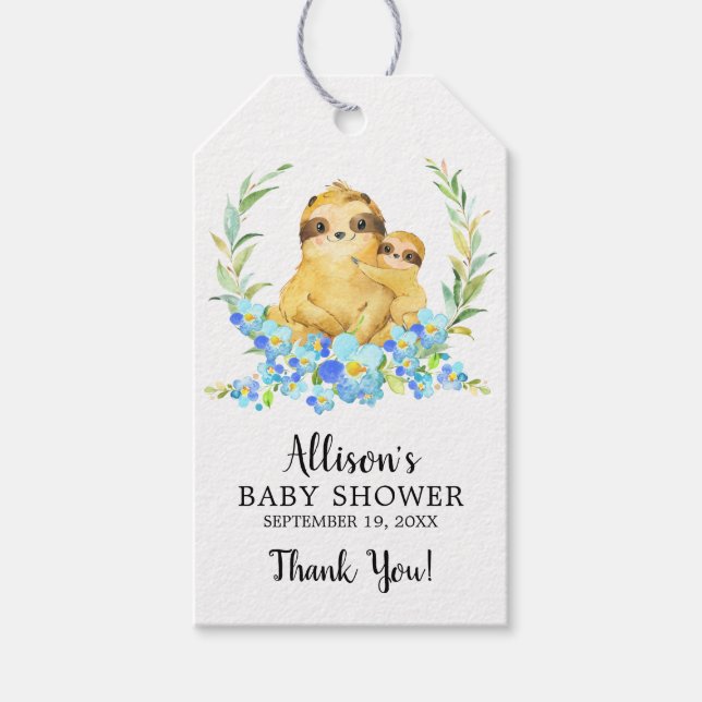Étiquette cadeau de la maman et du bébé Sloth Show (Devant)