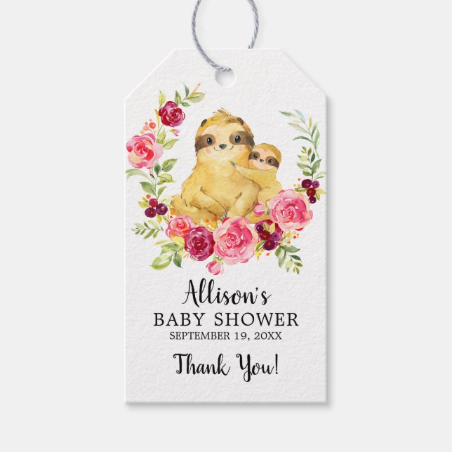 Étiquette cadeau de la maman et du bébé Sloth Show (Devant)