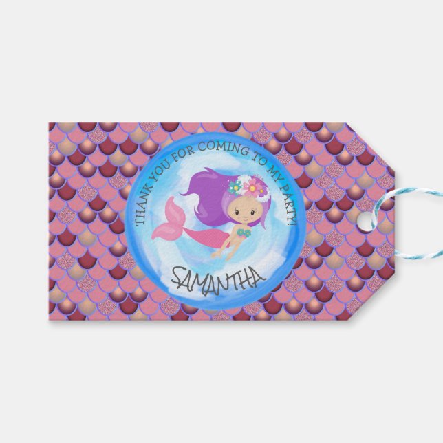 Étiquette cadeau de Merci rose violet de la Fête d (Devant (Horizontal))