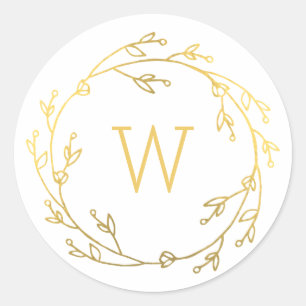 Étiquette cadeau de monogramme brillante couronne