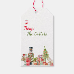 Étiquette cadeau de Noël à thème Watercolor Nu