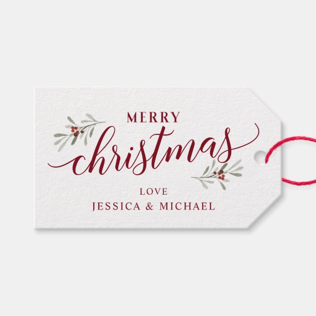 Étiquette cadeau de Noël | Calligraphie et Ivy (Devant (Horizontal))
