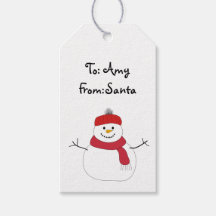 étiquette cadeau de Noël de bonhomme de neige Pers