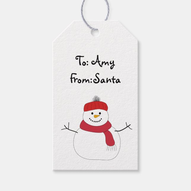 étiquette cadeau de Noël de bonhomme de neige Pers (Devant)