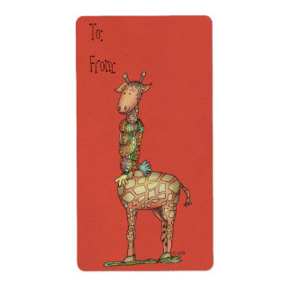 Étiquette cadeau de Noël Giraffe