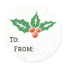 Étiquette cadeau de Noël Holly Holiday