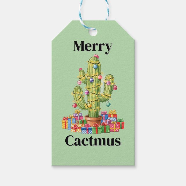 Étiquette cadeau de Noël - Joyeux cactme (Devant)
