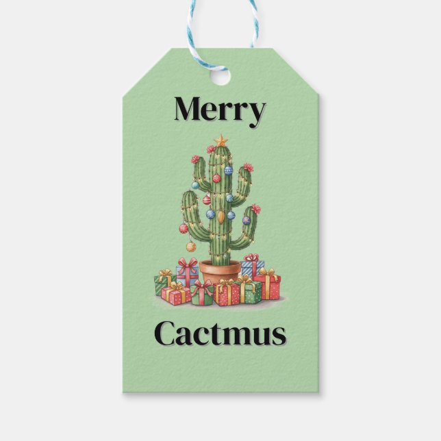 Étiquette cadeau de Noël - Joyeux cactme (Devant)