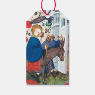 ÉTIQUETTE CADEAU DE NOËL MARIE SUR ÂNE PEINTURE
