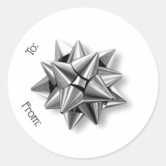 Étiquette cadeau de Noël Peel & Stick Bow Silver