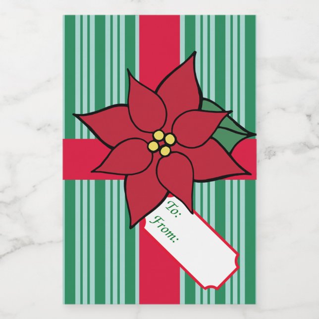 Étiquette cadeau de Noël Poinsettia Étiquettes (Étiquettes simples)