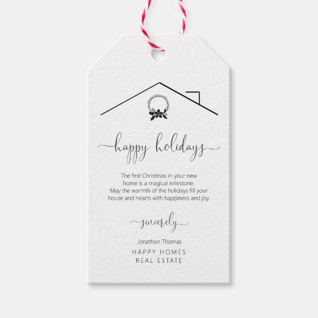 Étiquette cadeau de Noël Realtor pour clients (Devant)