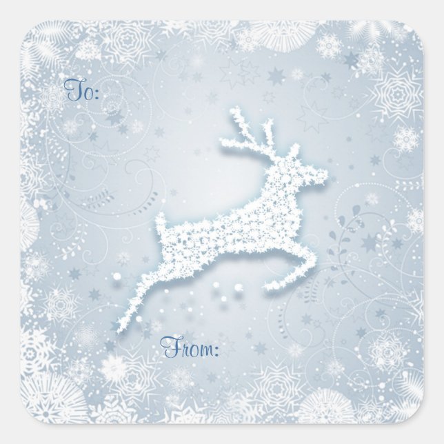 Étiquette cadeau de Noël Reindeer Snowflakes (Devant)