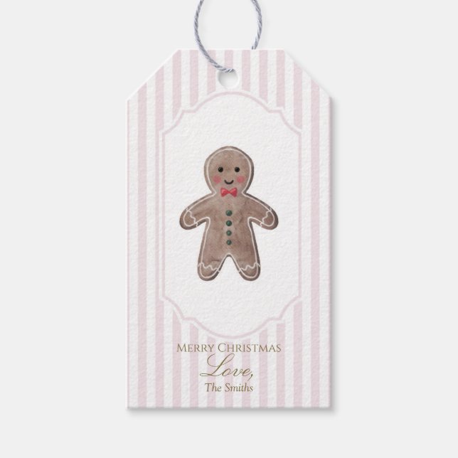 Étiquette cadeau de Noël rose Homme (Devant)