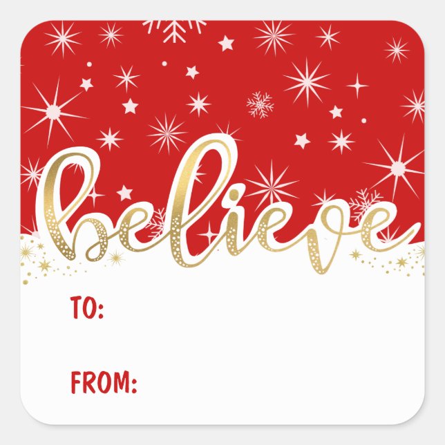 Étiquette cadeau de Noël rouge manuscrite (Devant)