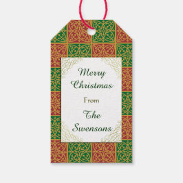 Étiquette cadeau de Noël Rouge Vert Fleur-de-lis