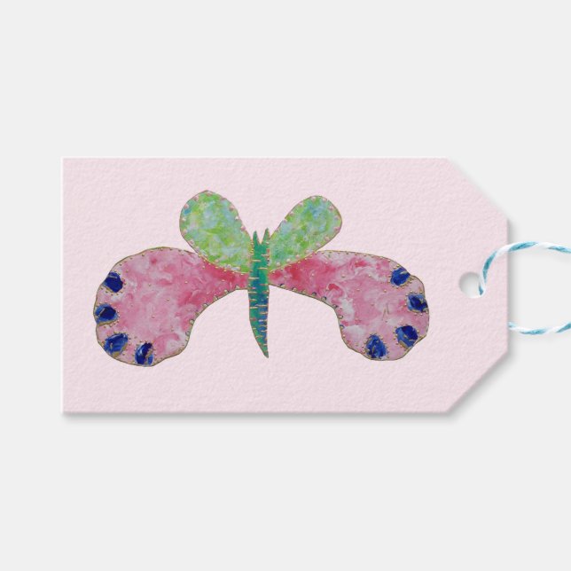 Étiquette cadeau de papillon d'été (Devant (Horizontal))