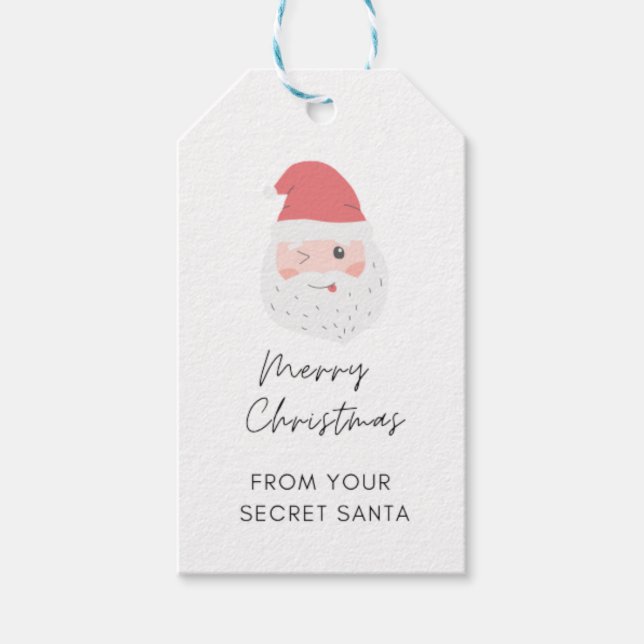 Étiquette cadeau de Père Noël Secret actuel (Devant)