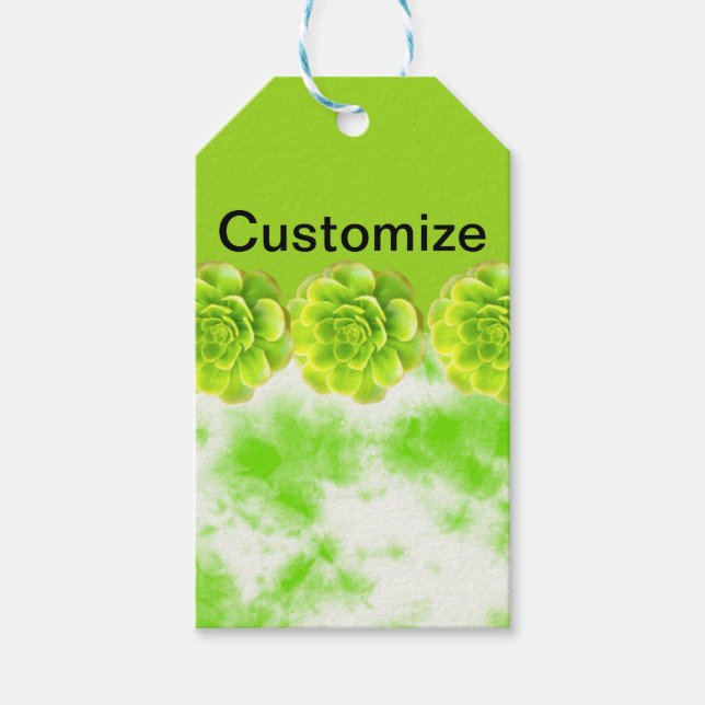 Étiquette Cadeau de Succulente Vert Citron (Devant)
