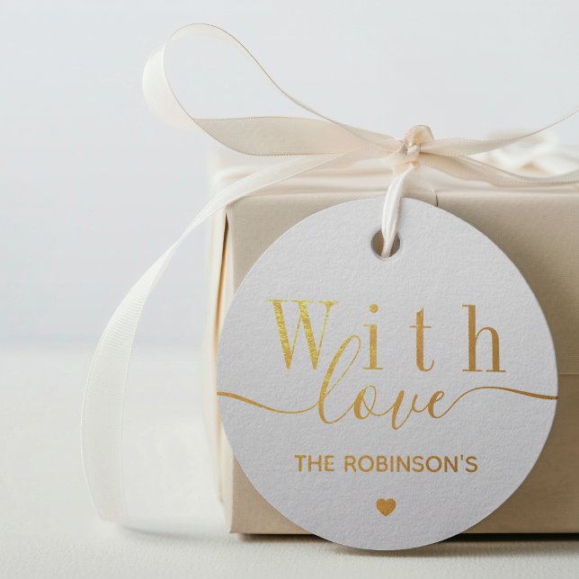 Étiquette-cadeau Deluxe Avec Love Gold (Deluxe With Love Gold Foil Favor Tags.)