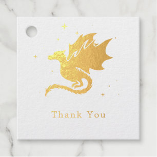 Étiquette-cadeau Dragon et étoiles Merci