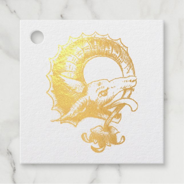 Étiquette-cadeau Dragon vintage (Devant)