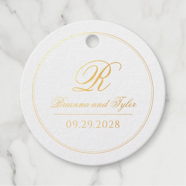 Étiquette-cadeau Élégance simple classique Mariage Foil Favoriser B (Devant)