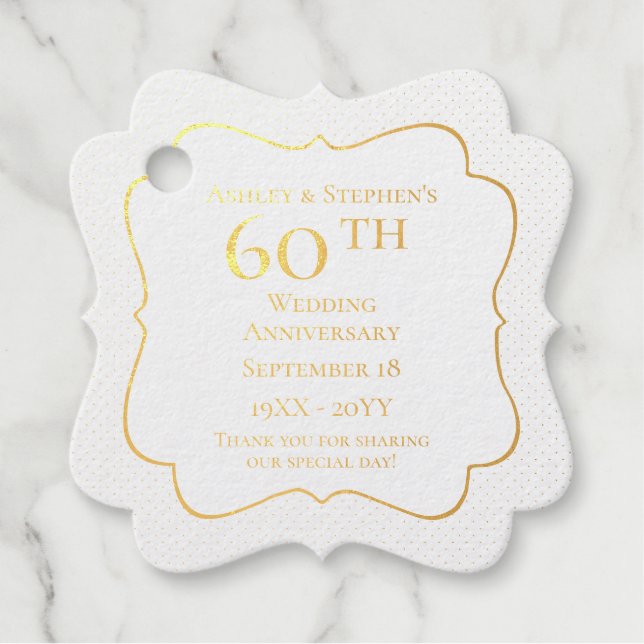 Étiquette-cadeau Élégant classique 60e anniversaire de Mariage (Devant)