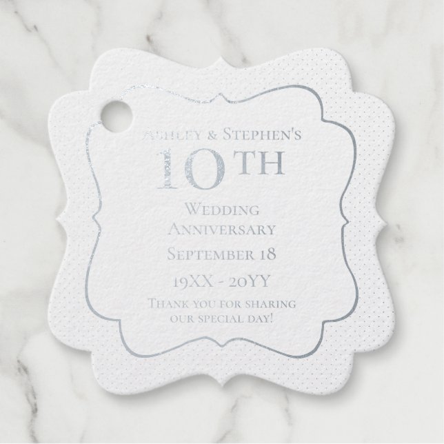 Étiquette-cadeau Elégant Classy 10e anniversaire de Mariage (Devant)