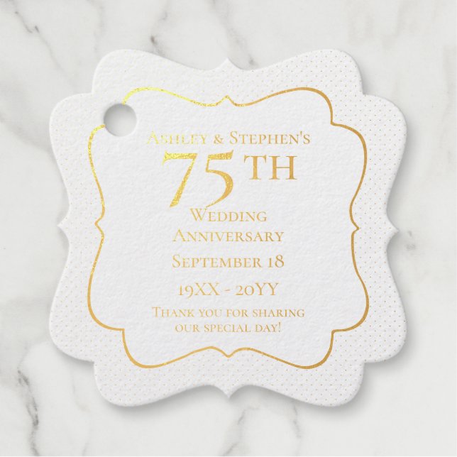 Étiquette-cadeau Élégant Classy 75e anniversaire de Mariage (Devant)