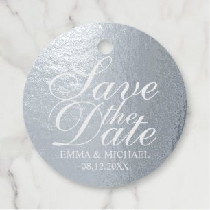 Étiquette-cadeau Élégant Faire-Part de Mariage en Feuille d'Argent