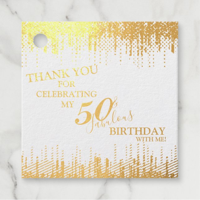 Étiquette-cadeau Elégant Gold 50 & Fabuleux Anniversaire Real (Devant)