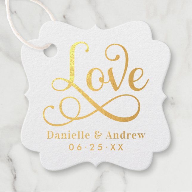 Étiquette-cadeau Elegant Love in Script Mariage Monogramme (Devant)