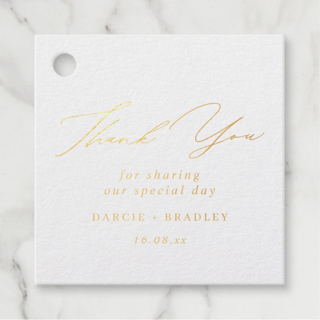 Étiquette-cadeau Élégant Mariage de calligraphie Merci (Devant)