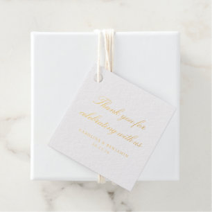 Étiquette-cadeau Élégant Mariage de script blanc Merci personnalisé