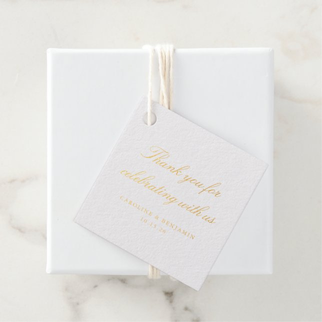 Étiquette-cadeau Élégant Mariage de script blanc Merci personnalisé (Avec boite)