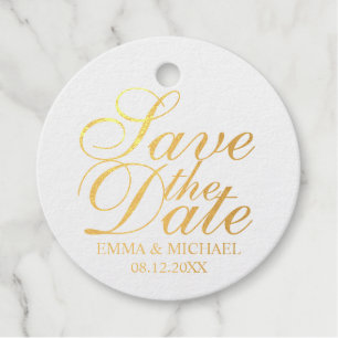 Étiquette-cadeau Elégant mariage Gold Foil Enregistrer la date