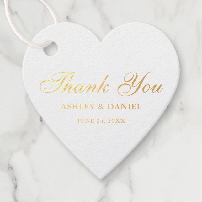 Étiquette-cadeau Élégant Mariage Merci Gold Foil | Retour photo (Devant)