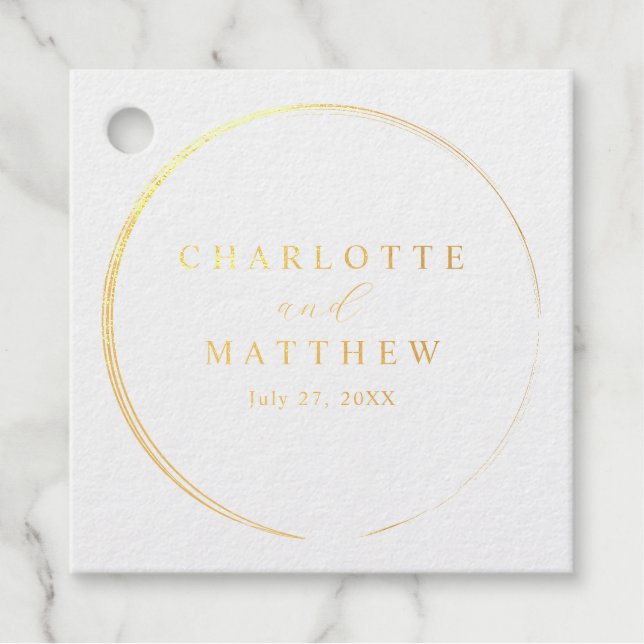 Étiquette-cadeau Élégant Mariage Or (Devant)