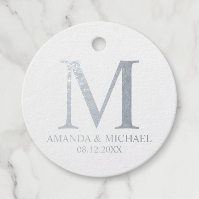 Étiquette-cadeau Élégant Mariage personnalisé à huile d'argent (Devant)