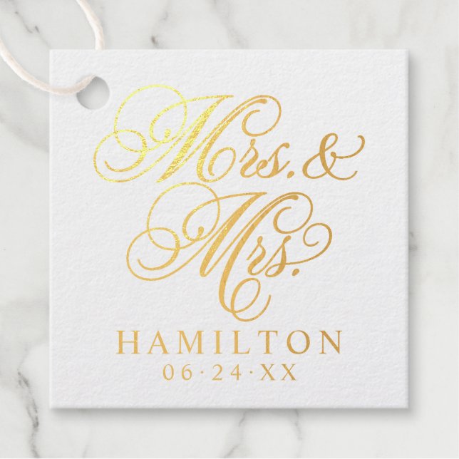 Étiquette-cadeau Élégant Monogramme personnalisé Mme et Mme Script (Devant)