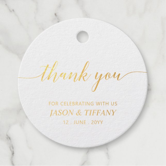 Étiquette-cadeau Élégant Script Party Favoriser Merci (Devant)