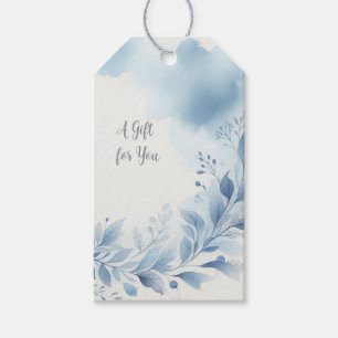 Étiquette Cadeau Élégante Aquarelle Florale Bleue
