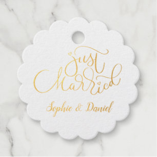 Étiquette-cadeau Élégante Calligraphie Personnalisable Juste Marié